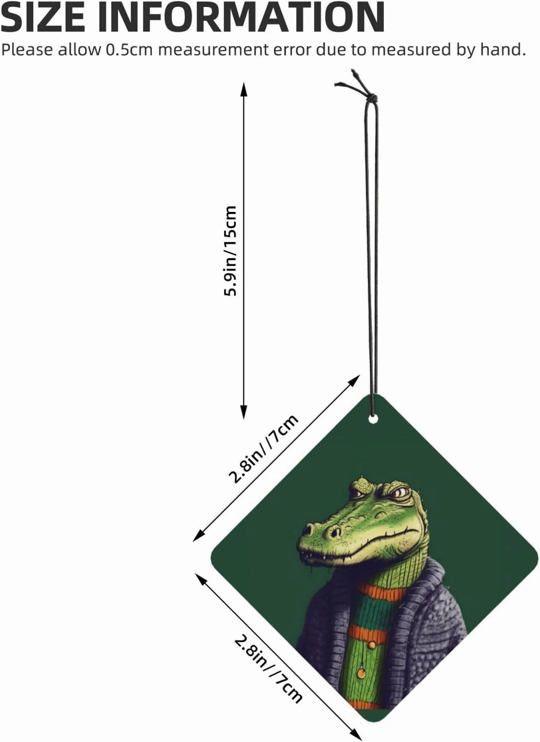 Crocodile in sweater Print Car Air Fresheners 4 Pcs Car Aromatherapy Tablets Hanging Air Freshener Wardrobe Pendant Fragrance Scented Cards for Rearview Mirror Bedroom Car Interior Decor