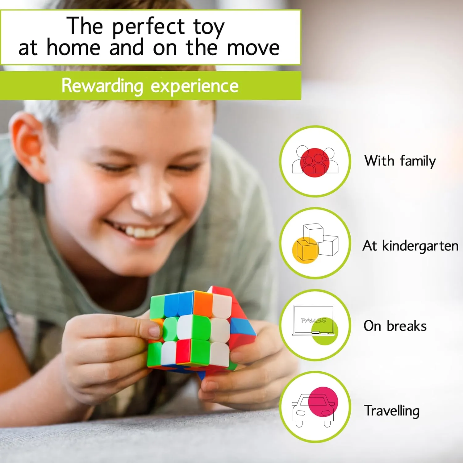 CUBIDI® Magic Cube 3x3 - Speed Cube 3x3 - Durable and Stickerless - Travel Games and Car Game for 8  Year Old Boys and Girls - Brain Teasers Puzzles.