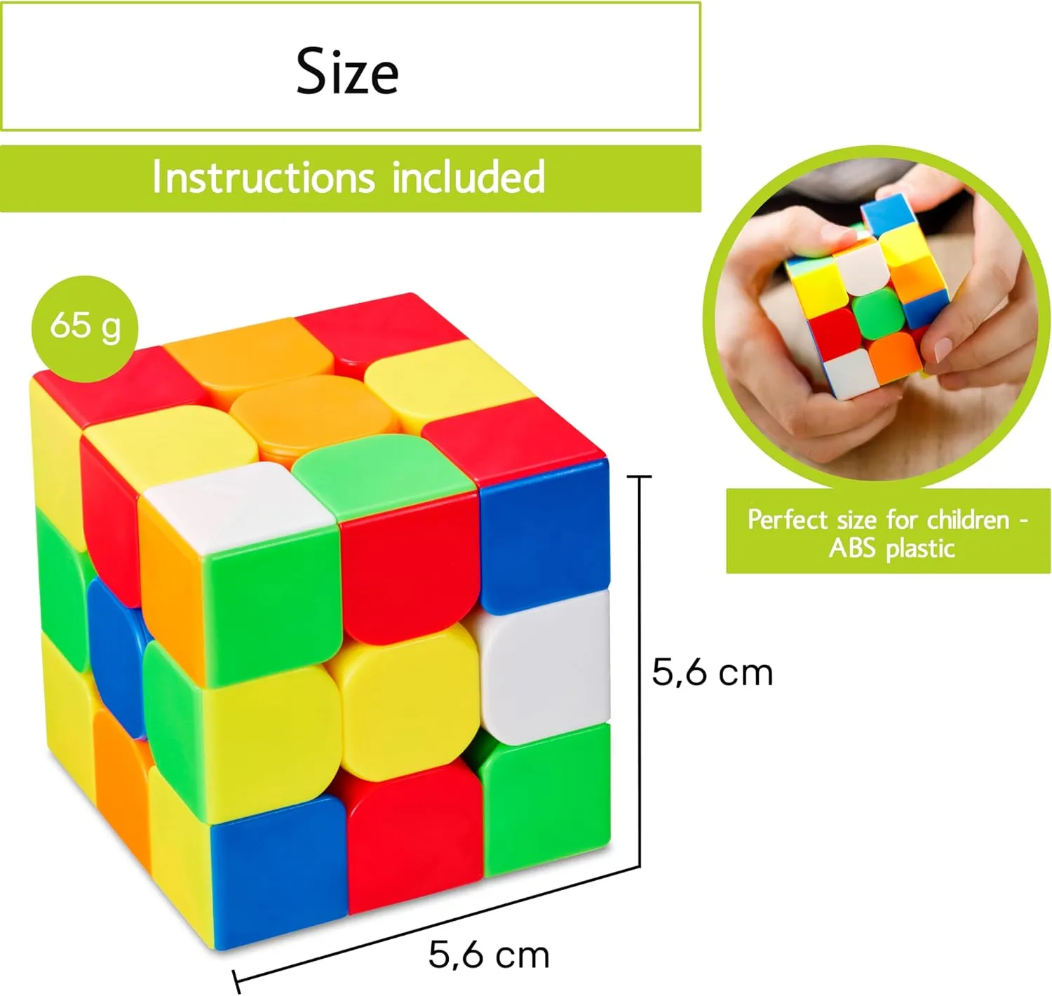 CUBIDI® Magic Cube 3x3 - Speed Cube 3x3 - Durable and Stickerless - Travel Games and Car Game for 8  Year Old Boys and Girls - Brain Teasers Puzzles.