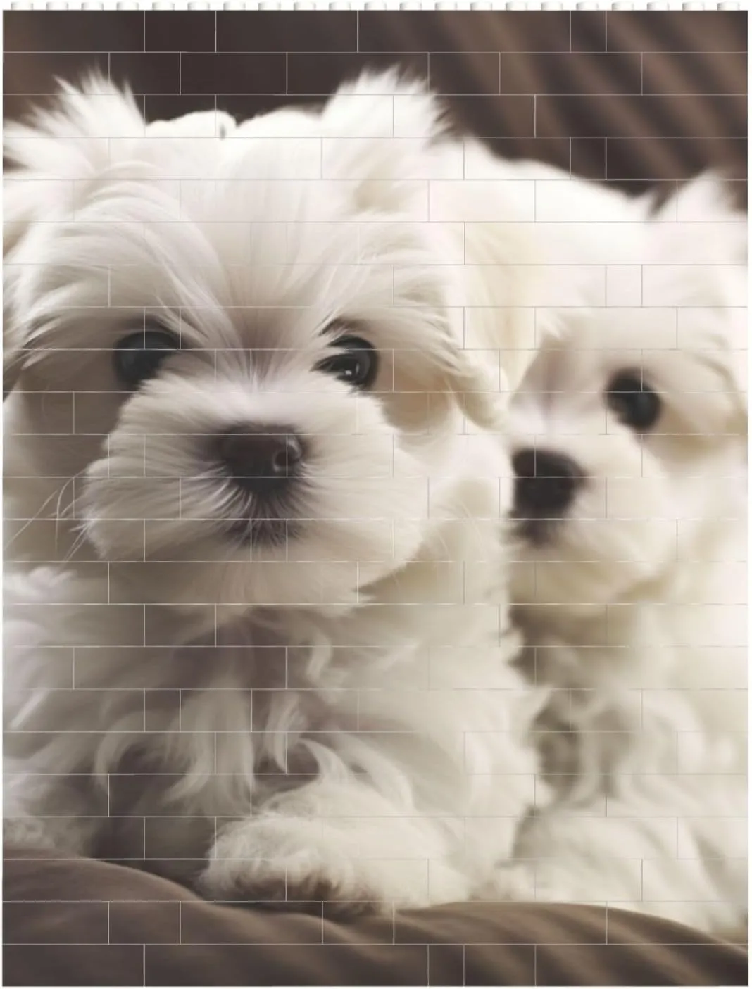 Cute Maltese Puppy Building Block Puzzle Personalized Building Bricks for Adults Square Shaped DIY Brick Block Puzzles Valentine's Day Gifts for Home Decor Brick Puzzle