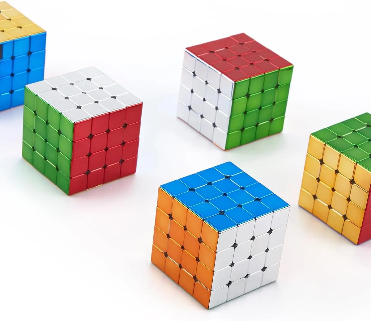 Cyclone Boys 4x4 Speed Cube Magnetic Stickerless Reflective Mirror Reflective, Magic Cube Puzzle Toys