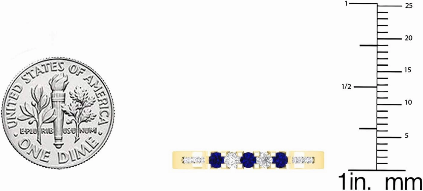 Dazzlingrock Collection 14K Round Gemstone & White Diamond Ladies Anniversary Wedding Stackable Band Guard Ring, Yellow Gold