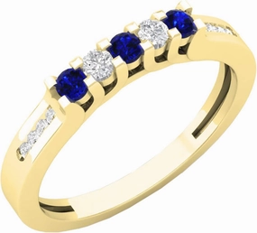 Dazzlingrock Collection 14K Round Gemstone & White Diamond Ladies Anniversary Wedding Stackable Band Guard Ring, Yellow Gold