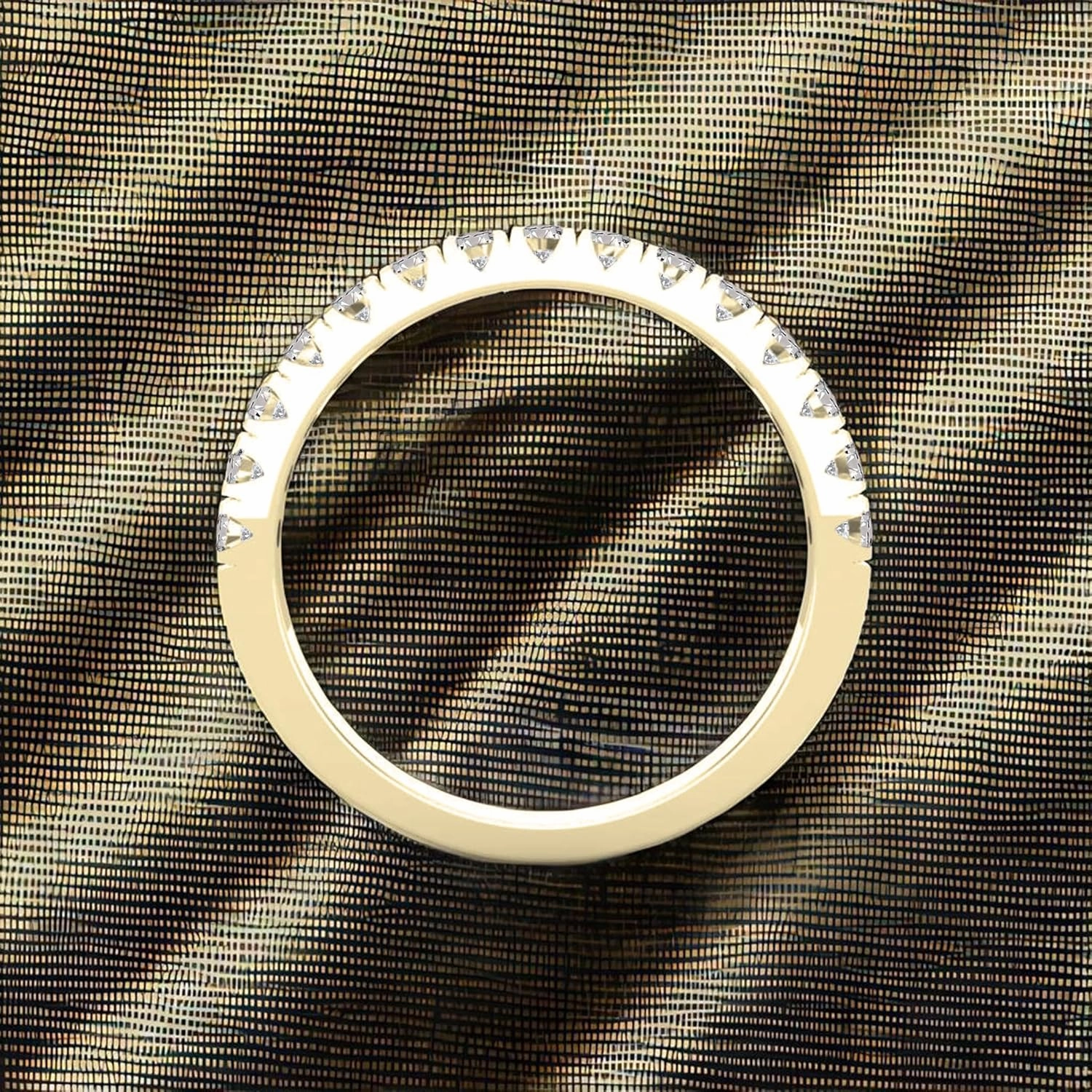 Dazzlingrock Collection Round Lab Created White Sapphire Half Eternity Stackable Wedding Band for Women in 18K Solid Gold