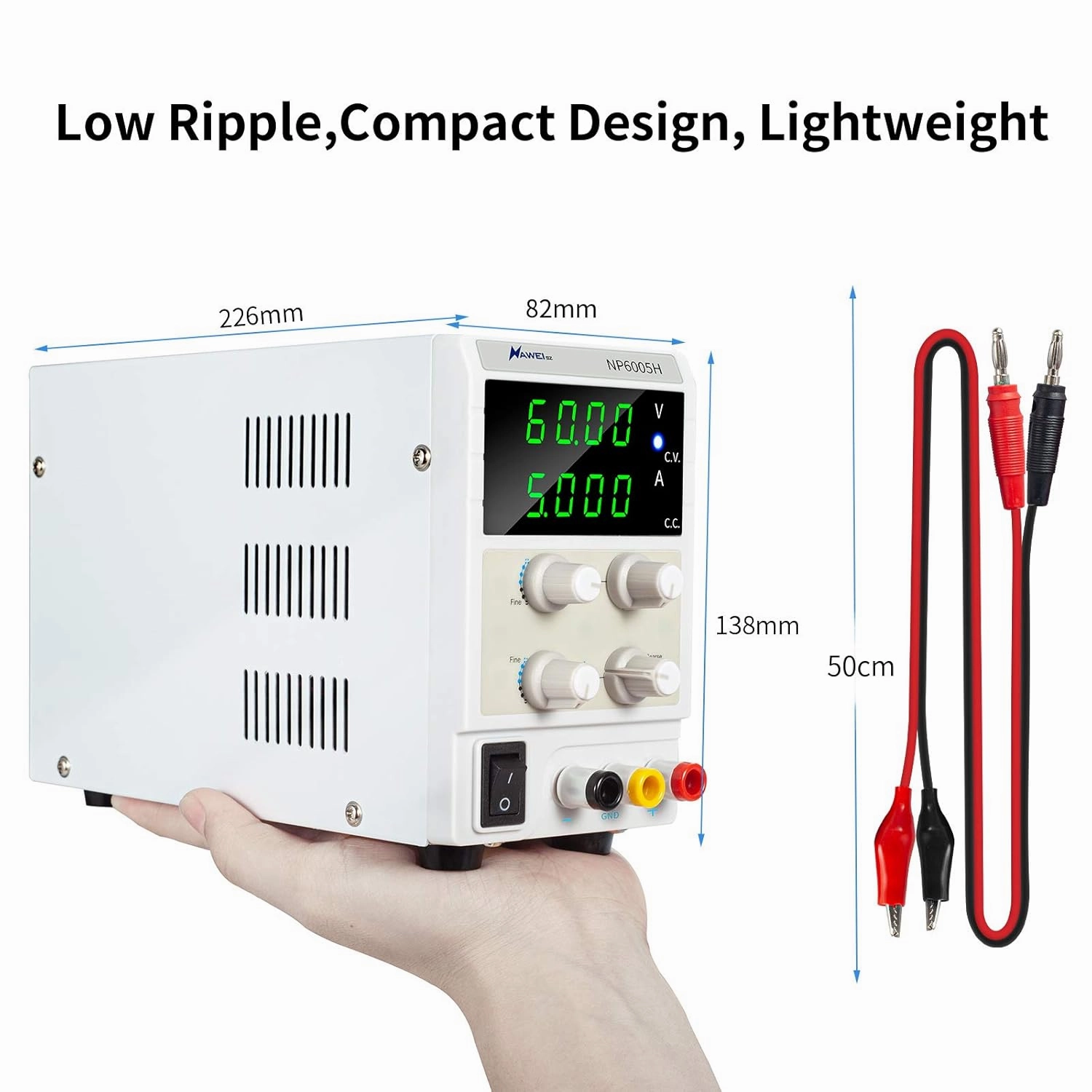 DC Power Supply Variable, Adjustable Bench Switching Regulated Lab Power Supply 60V 5A 4-Bit LED Display for Electronics Testing, Lab Equipment, DIY Projects, Car Repair, Powering E-Bike