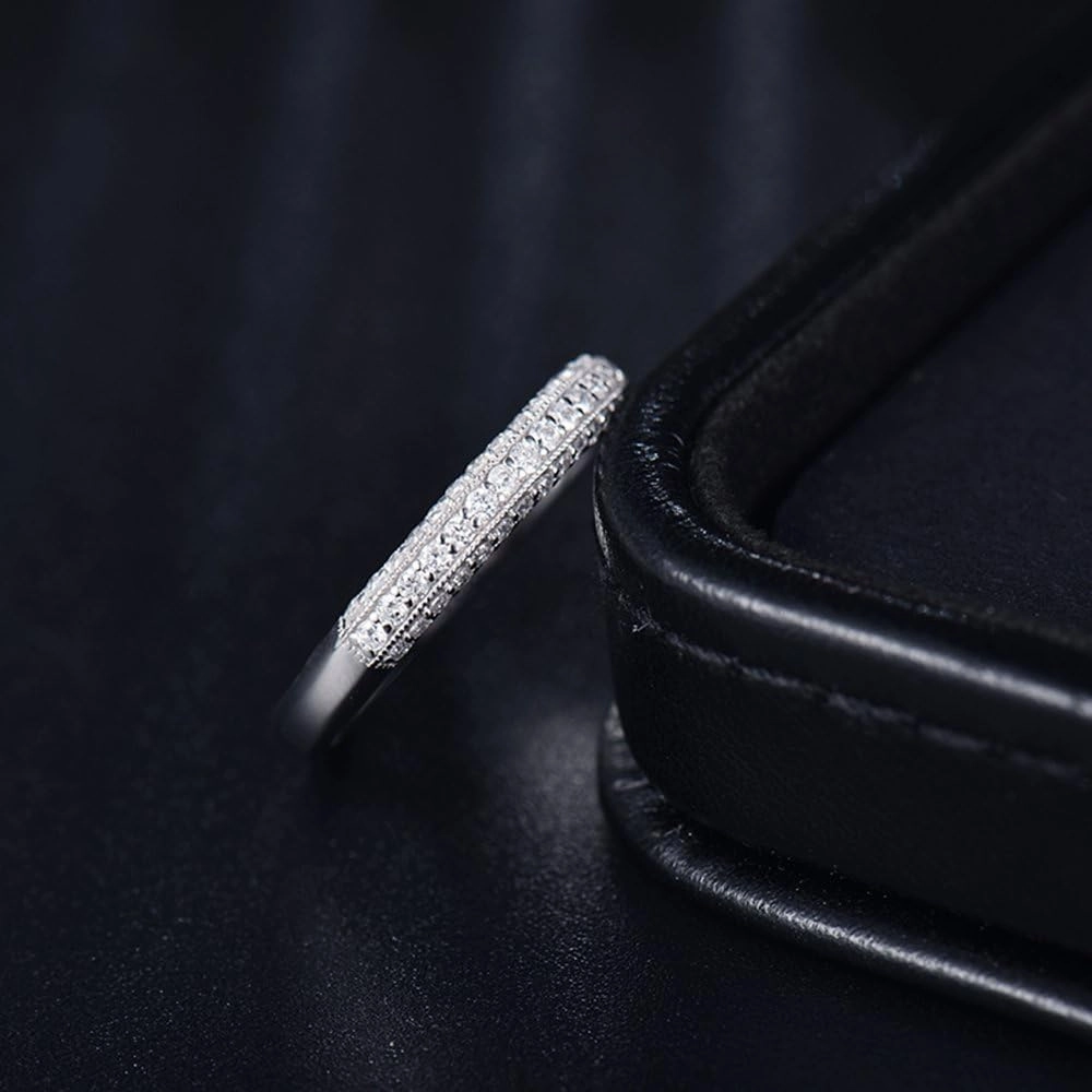 Diamond Rings For Women, 14K White Gold Rings - Real Diamond Ring, Brilliant Diamond Eternity Band Stackable Rings For Couples Engagement Ring & Wedding Band