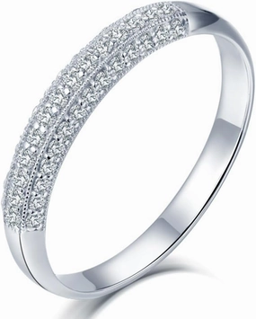 Diamond Rings For Women, 14K White Gold Rings - Real Diamond Ring, Brilliant Diamond Eternity Band Stackable Rings For Couples Engagement Ring & Wedding Band
