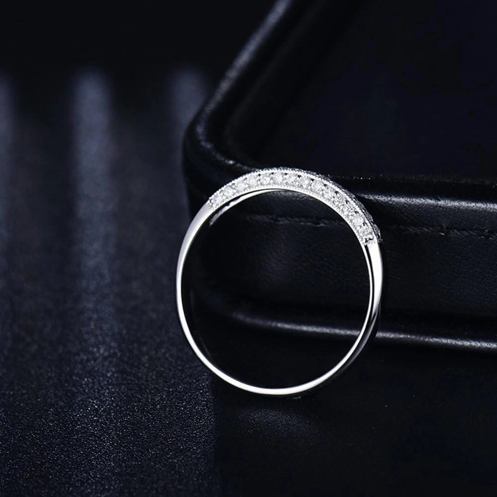 Diamond Rings For Women, 14K White Gold Rings - Real Diamond Ring, Brilliant Diamond Eternity Band Stackable Rings For Couples Engagement Ring & Wedding Band