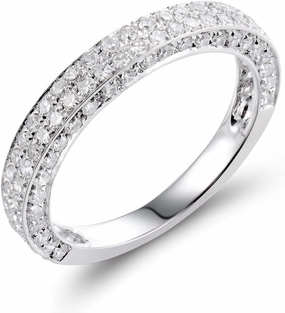 Diamond Rings For Women, 14K White Gold Rings - Real Diamond Ring, Natural Brilliant Diamonds Stackable Rings Eternity Band For Her Engagement Ring & Wedding Band