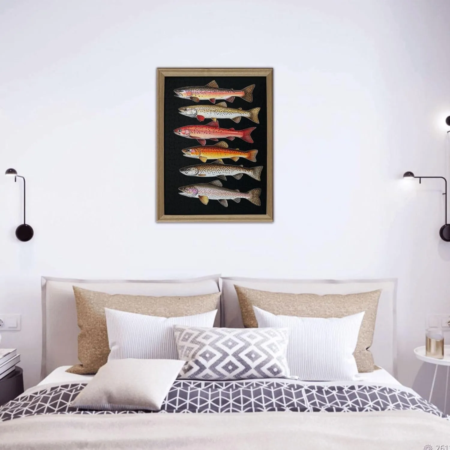 Different Varieties of Fish, Puzzles for Adults 500 Pieces, Retro Style Brainstorming Game, Stress Reliever for Parties, Impossible Brain Challenge for Fishing Enthusiasts