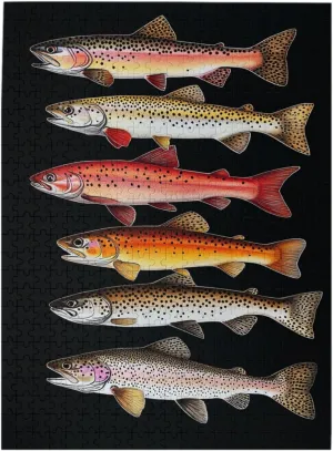 Different Varieties of Fish, Puzzles for Adults 500 Pieces, Retro Style Brainstorming Game, Stress Reliever for Parties, Impossible Brain Challenge for Fishing Enthusiasts