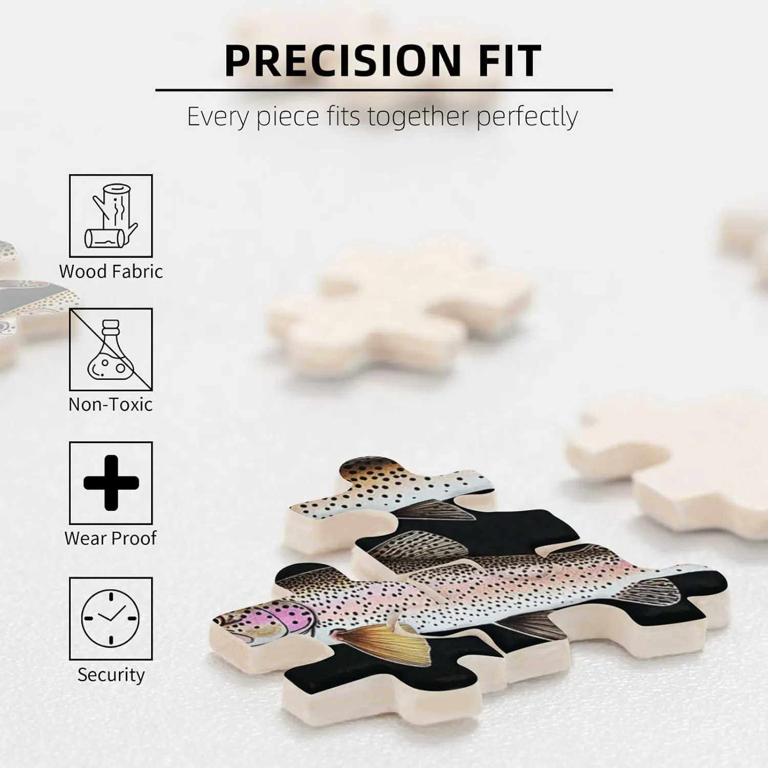 Different Varieties of Fish, Puzzles for Adults 500 Pieces, Retro Style Brainstorming Game, Stress Reliever for Parties, Impossible Brain Challenge for Fishing Enthusiasts