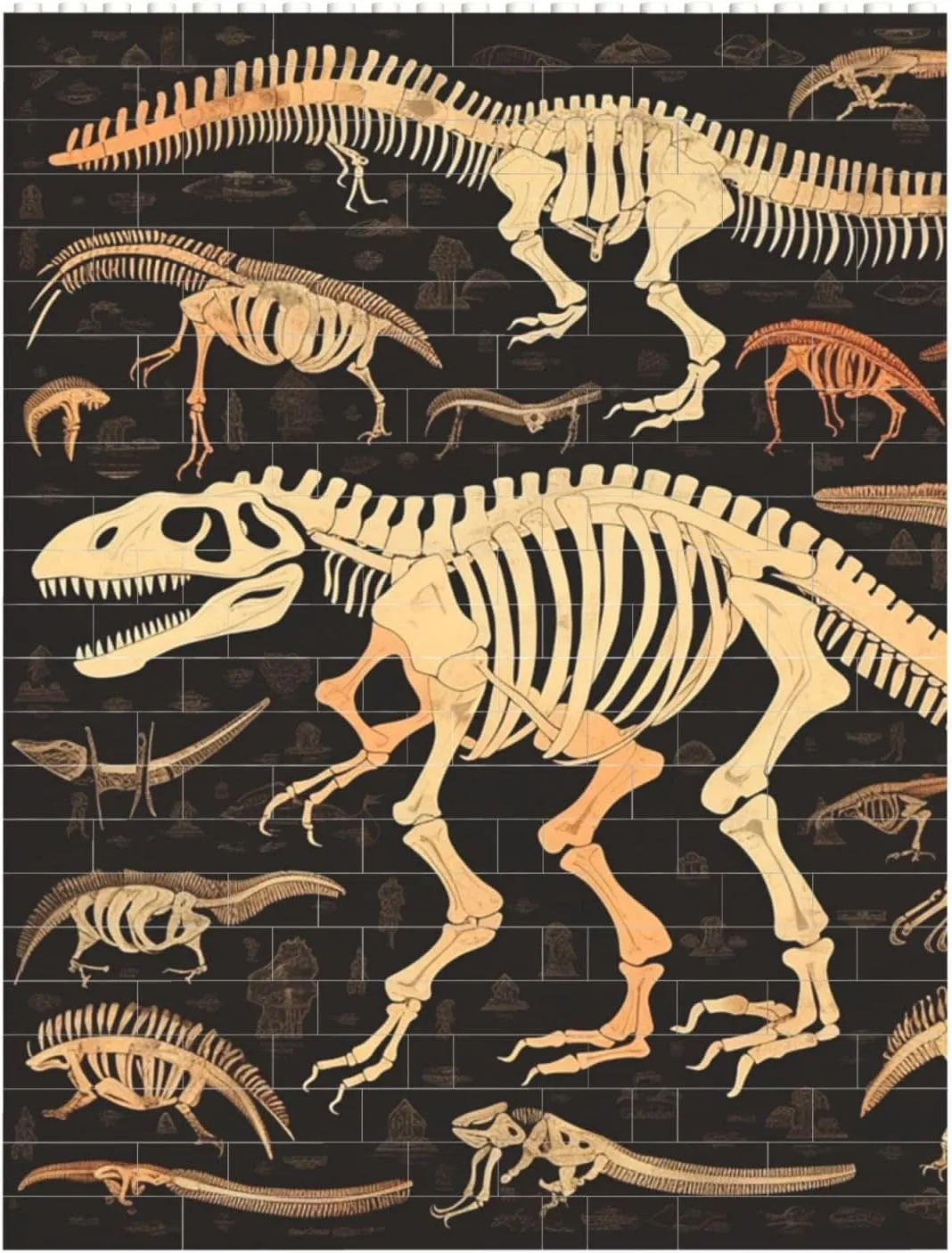 Dinosaur Skeleton Print Building Block Puzzle Personalized Building Bricks for Adults Block Puzzle Building DIY Brick Block Puzzles Valentine's Day Gifts for Home Decor Brick Puzzle