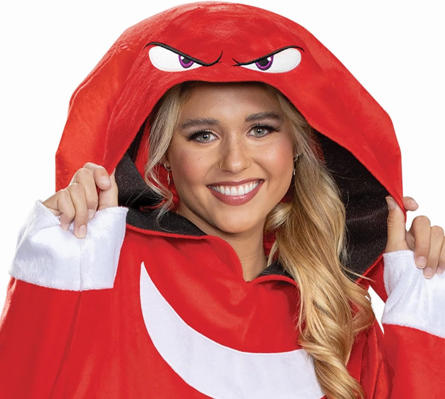 Disguise Adult Sonic Knuckles Adult Costume, Official Sonic Movie 3 Hooded Jumpsuit for Men and Women