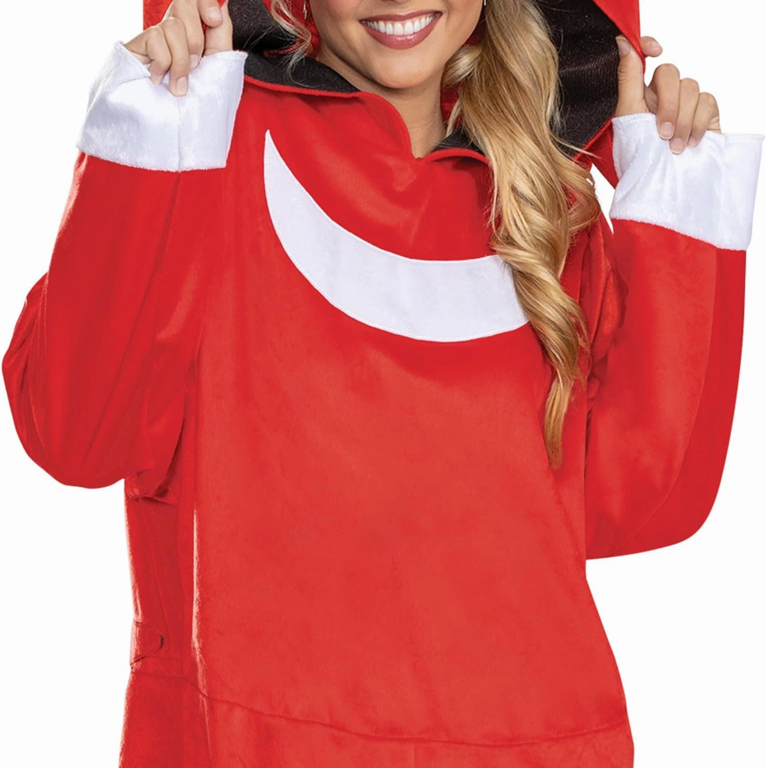 Disguise Adult Sonic Knuckles Adult Costume, Official Sonic Movie 3 Hooded Jumpsuit for Men and Women