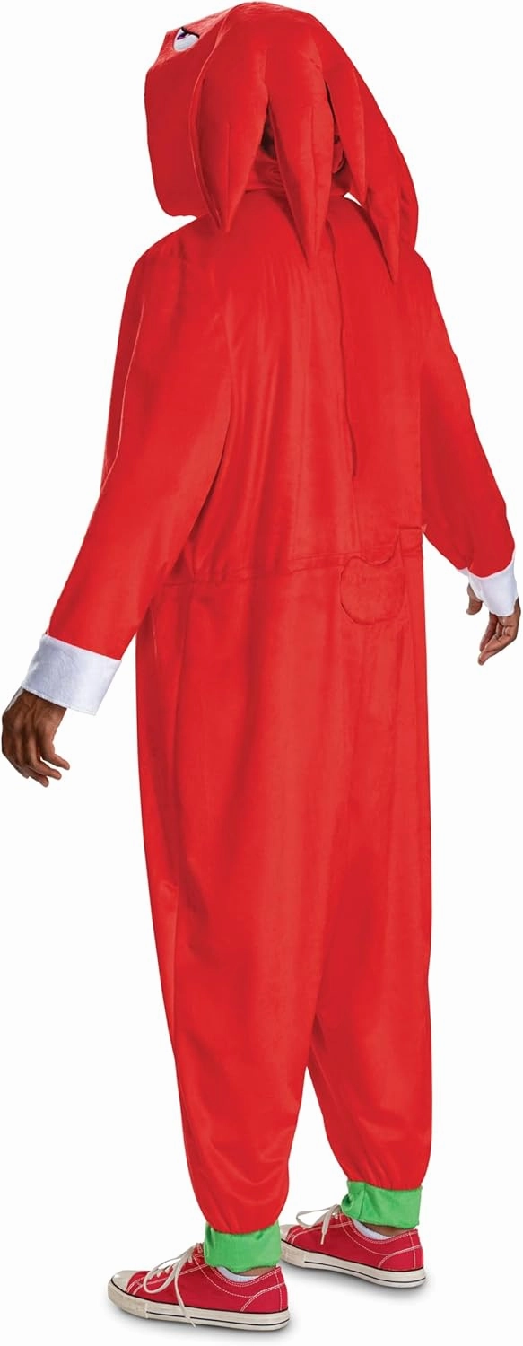 Disguise Adult Sonic Knuckles Adult Costume, Official Sonic Movie 3 Hooded Jumpsuit for Men and Women
