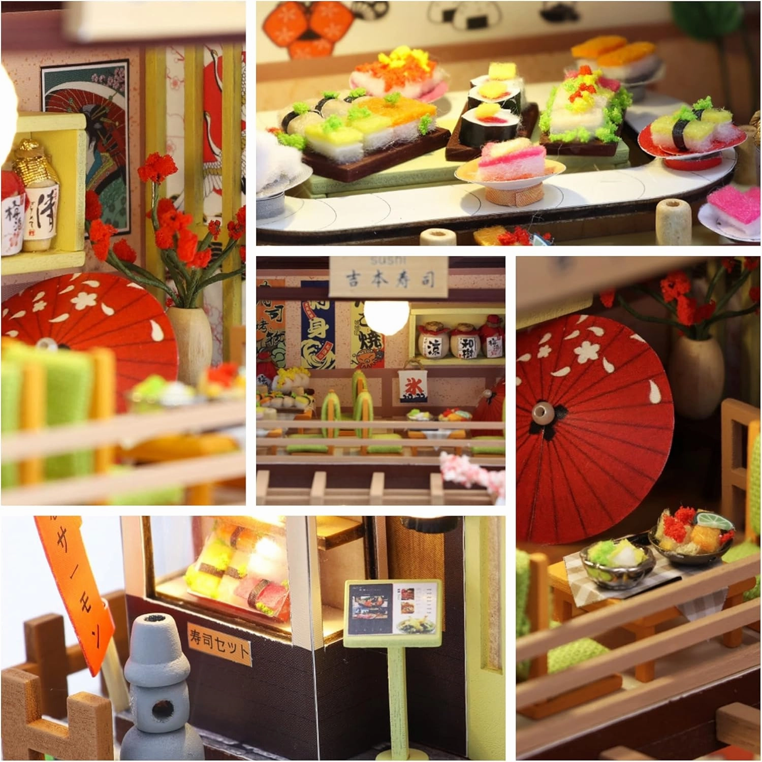 DIY Dollhouse Miniature Wooden Furniture Kit, Doll House Kit with Dust Proof Cover and Music Box, Mini Handmade Wooden Dollhouse Toys for Adult Gift (M2011)