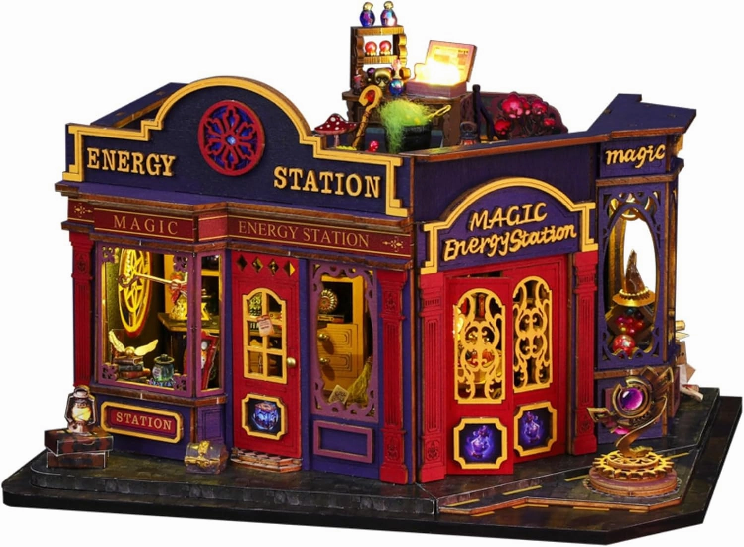 DIY Miniature House Kit, Mini House Building Kit with LED & Music Movement, DIY Miniature Kit for Adults Teen, Dollhouse Kit, Magic Energy Station