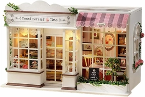 DIY Miniature House Kit, Wooden Garden Mini House with Furniture & LED Light, Creative Dollhouse Kit, Model Building Kit for Adults, Kids (Sweet Berries Time)