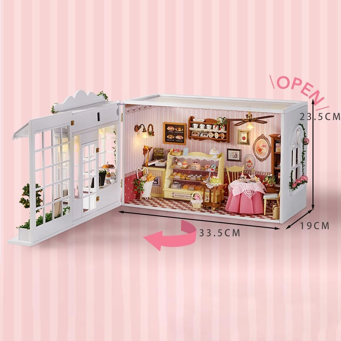DIY Miniature House Kit, Wooden Garden Mini House with Furniture & LED Light, Creative Dollhouse Kit, Model Building Kit for Adults, Kids (Sweet Berries Time)