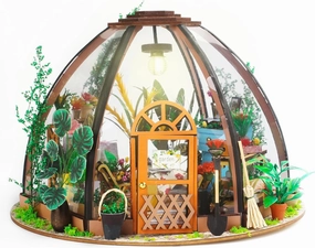 DIY Starry Greenhouse Room Kit, Wooden Book Nook Crafts for Adults, Mini Flower House Making Kit 1:24 Scale