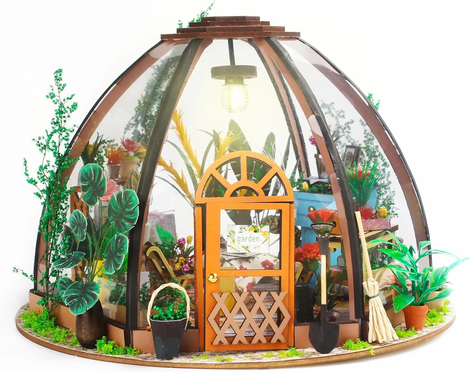 DIY Starry Greenhouse Room Kit, Wooden Book Nook Crafts for Adults, Mini Flower House Making Kit 1:24 Scale