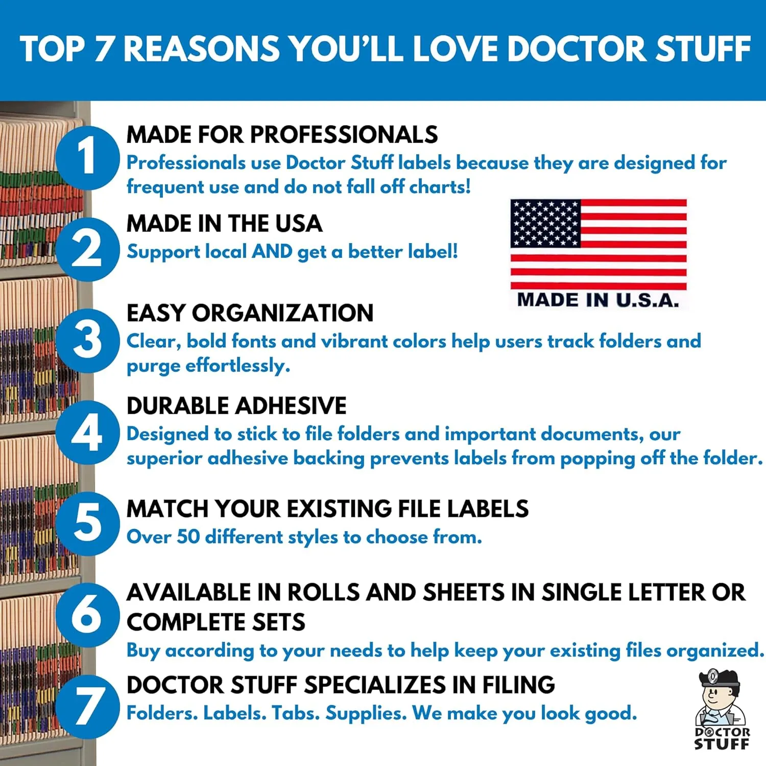 Doctor Stuff - File Folder Labels, Alphabet Letter H, File Doctor - FDAV Series Compatible Alpha Stickers, Orange, 1" x 1-1/4", 500/Roll