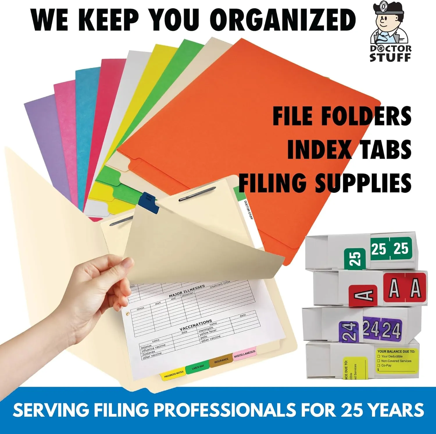 Doctor Stuff - File Folder Labels, Alphabet Letter H, File Doctor - FDAV Series Compatible Alpha Stickers, Orange, 1" x 1-1/4", 500/Roll
