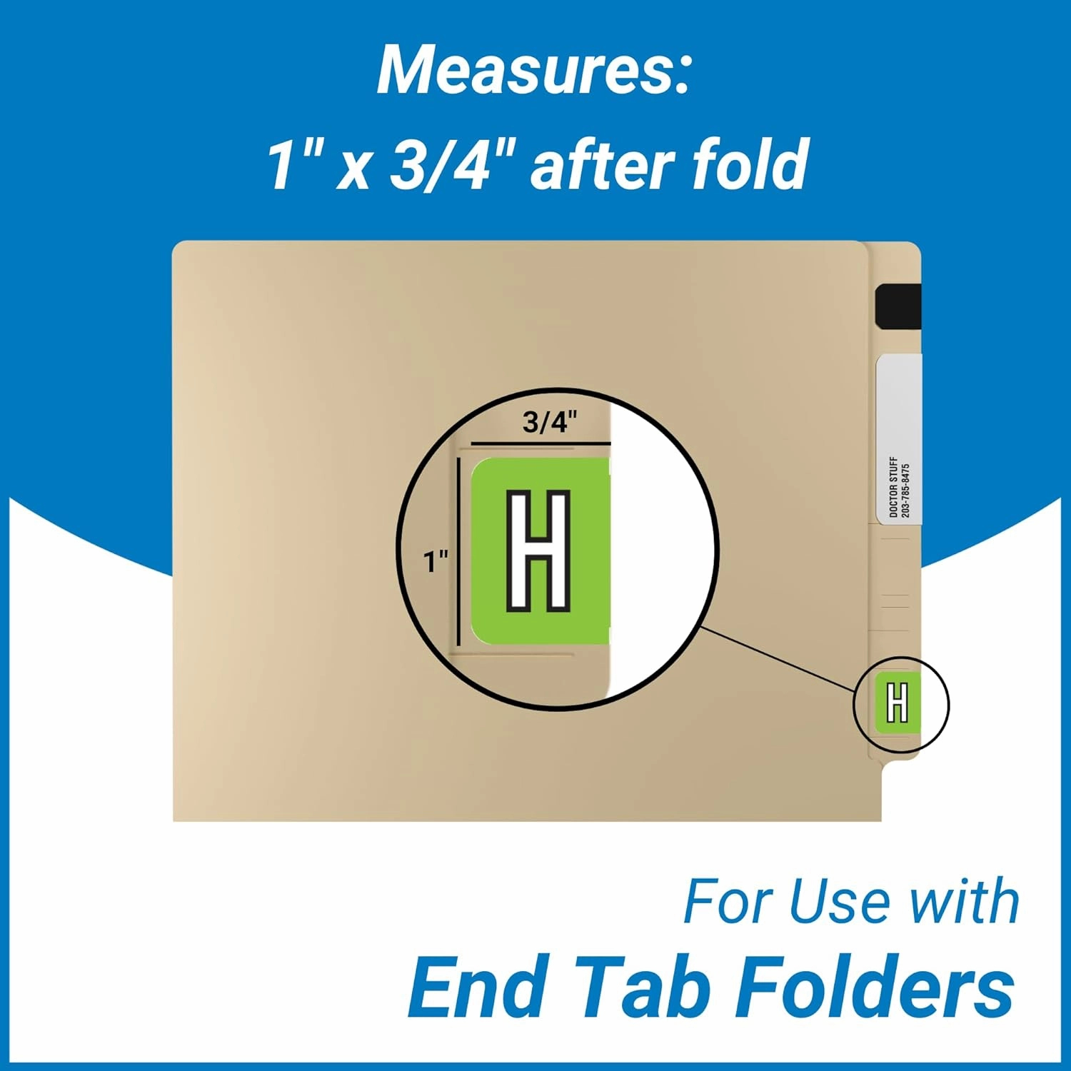 Doctor Stuff - File Folder Labels, Alphabet Letter H, Barkley FACPM - ACPM Series Compatible Alpha Stickers, Lime, 1" x 1-1/2", 500/Roll
