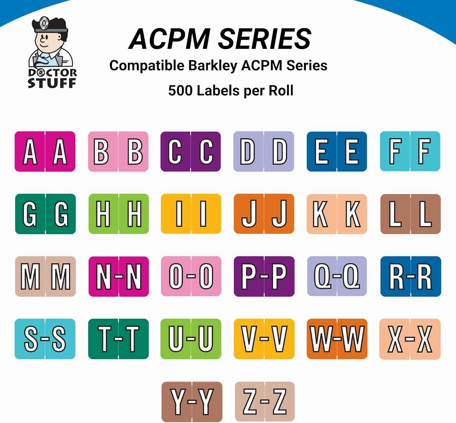 Doctor Stuff - File Folder Labels, Alphabet Letter H, Barkley FACPM - ACPM Series Compatible Alpha Stickers, Lime, 1" x 1-1/2", 500/Roll