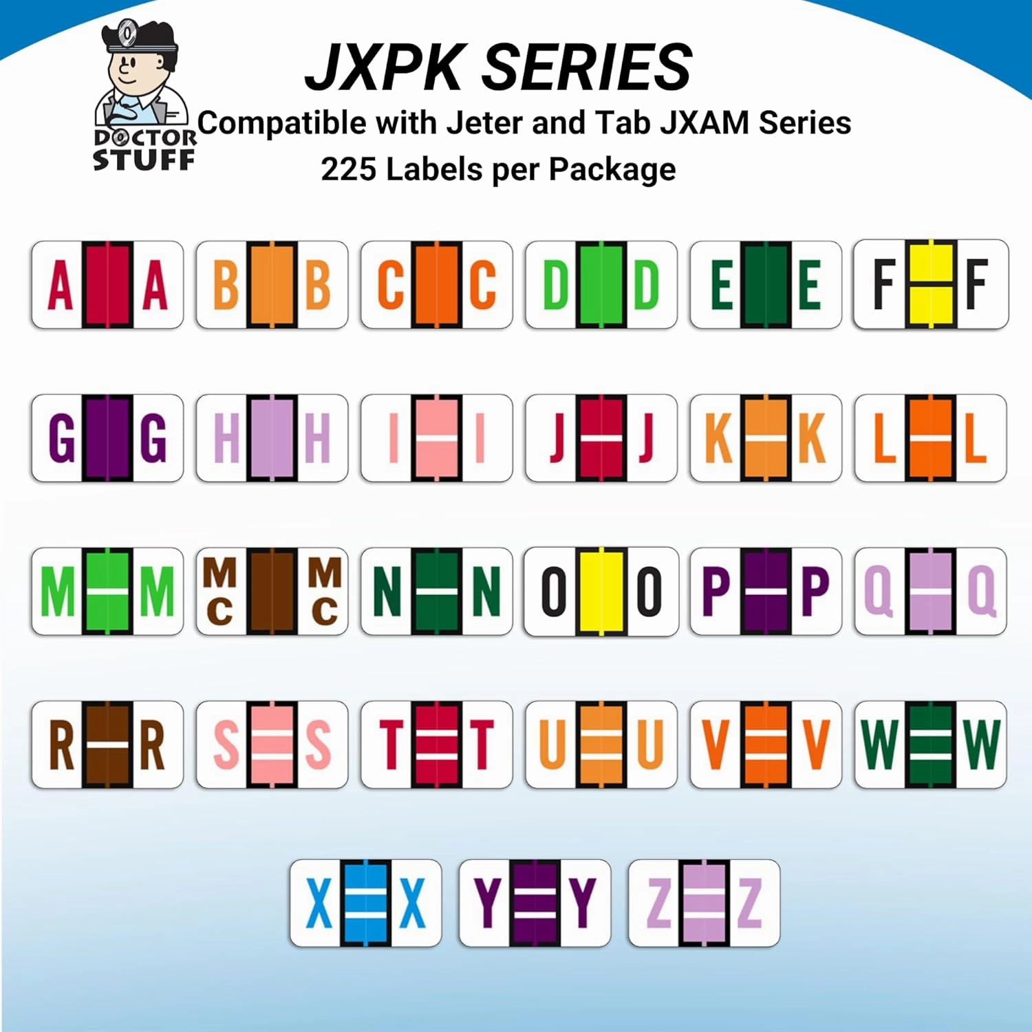 Doctor Stuff - File Folder Labels, Alphabet Letter H, Jeter/TAB 5100 - JXAM Series Compatible Alpha Stickers, Lilac, 15/16" x 1-5/8", 225 Labels per Package