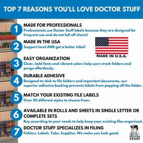 Doctor Stuff - File Folder Labels, Alphabet Letter H, Jeter/TAB 5100 - JXAM Series Compatible Alpha Stickers, Lilac, 15/16" x 1-5/8", 225 Labels per Package