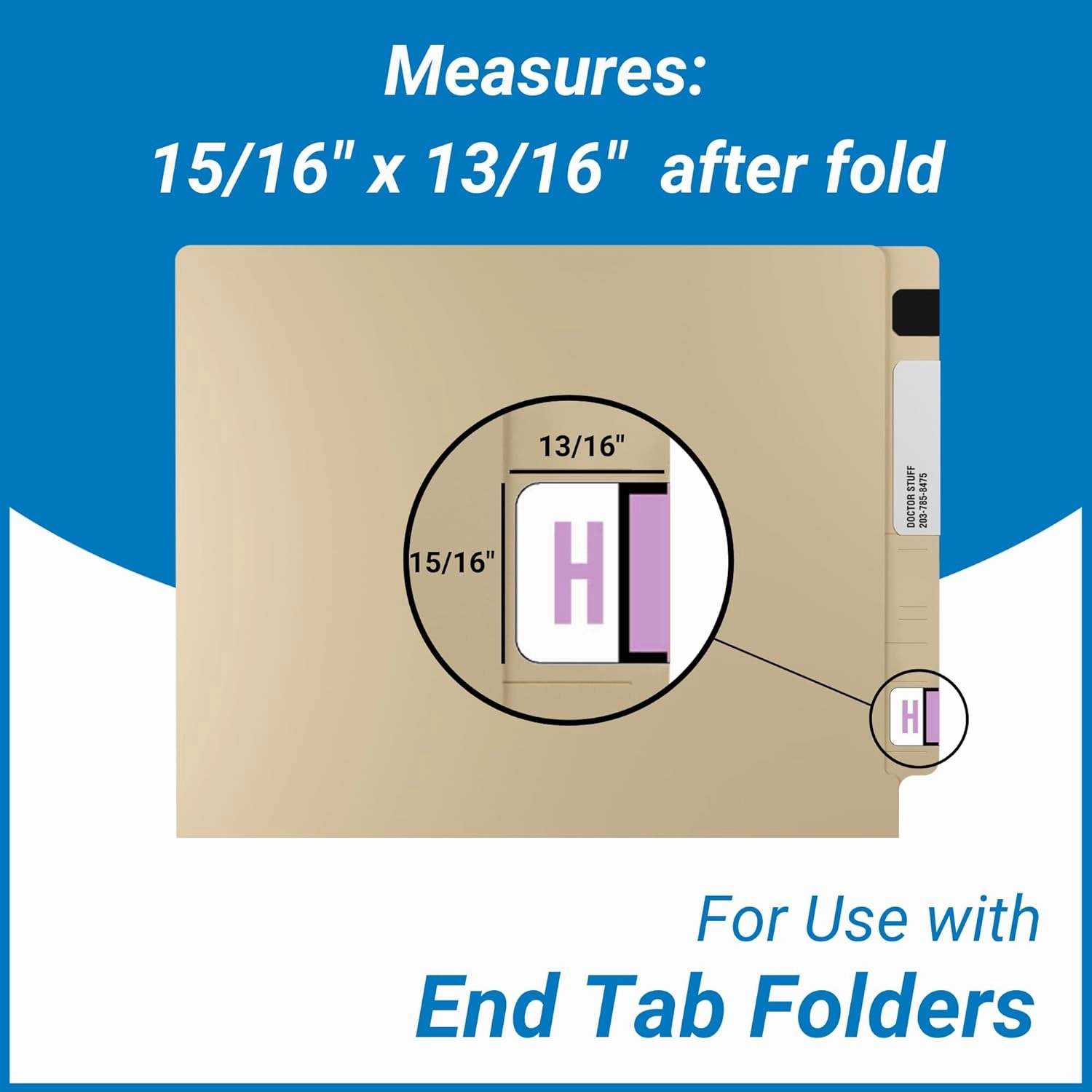 Doctor Stuff - File Folder Labels, Alphabet Letter H, Jeter/TAB 5100 - JXAM Series Compatible Alpha Stickers, Lilac, 15/16" x 1-5/8", 225 Labels per Package