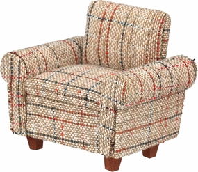 Dollhouse Sofa Armchair Upholstered, Miniature Living Room Furniture Chair, Fabric, Accessories for 6 inch Dolls, 1/12 Scale (Beige Retro)