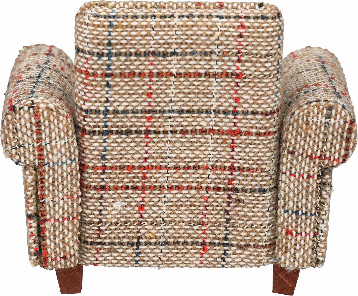 Dollhouse Sofa Armchair Upholstered, Miniature Living Room Furniture Chair, Fabric, Accessories for 6 inch Dolls, 1/12 Scale (Beige Retro)