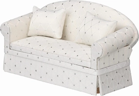 Dollhouse Sofa Couch, Upholstered Miniature Living Room Furniture Loveseat, Accessories for 6 inch Dolls, 1/12 Scale