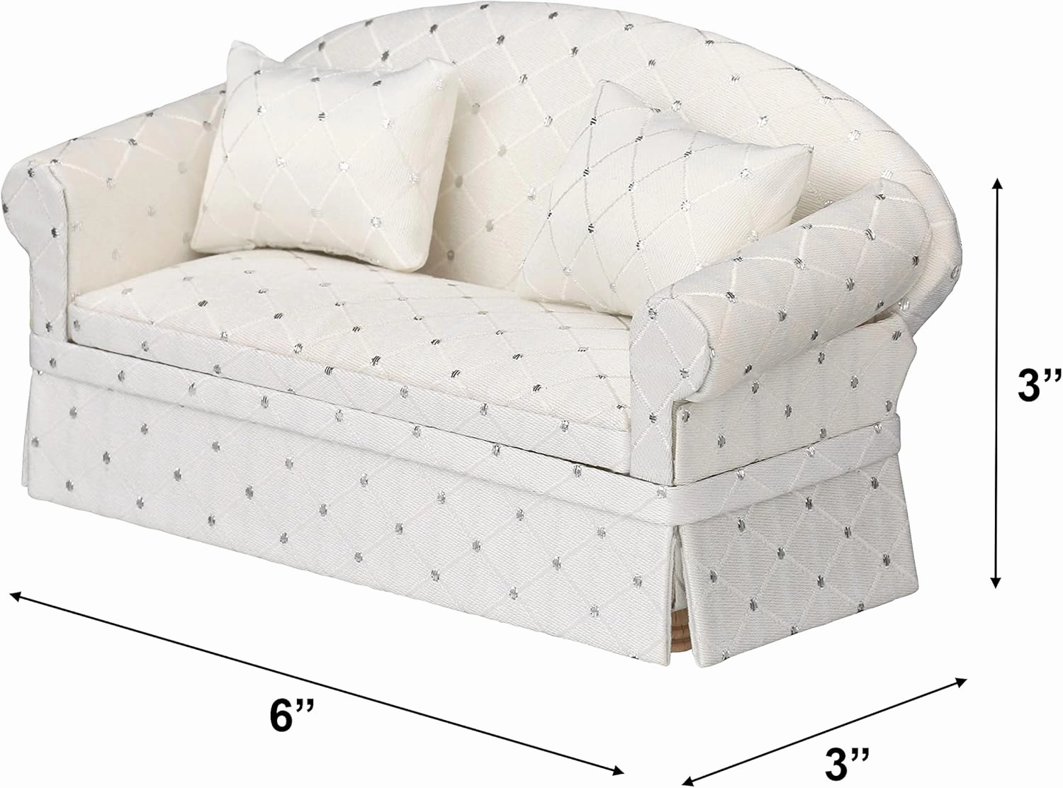 Dollhouse Sofa Couch, Upholstered Miniature Living Room Furniture Loveseat, Accessories for 6 inch Dolls, 1/12 Scale