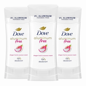 Dove Aluminum Free Deodorant for Women 3 Pack Dragon Fruit & Coconut Cream 72 hour odor protection 2.6oz