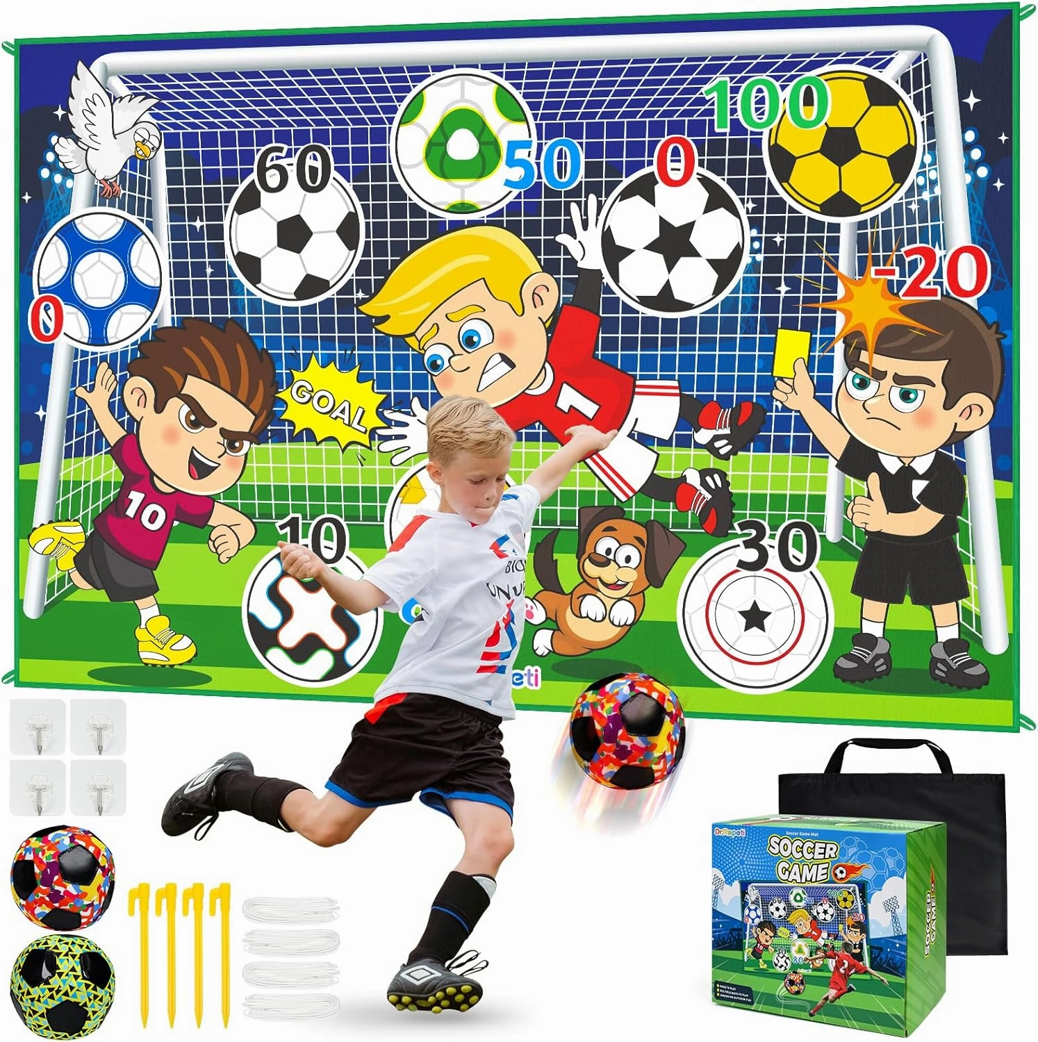 Dr.Rapeti Soccer Ball Game Set for Kids Soccer Goal Game Mini Soccer Toy Game Set Indoor Outdoor Backyard Game Toddlers Gift Kids Gift for 3-10 Years Old Boys Toy
