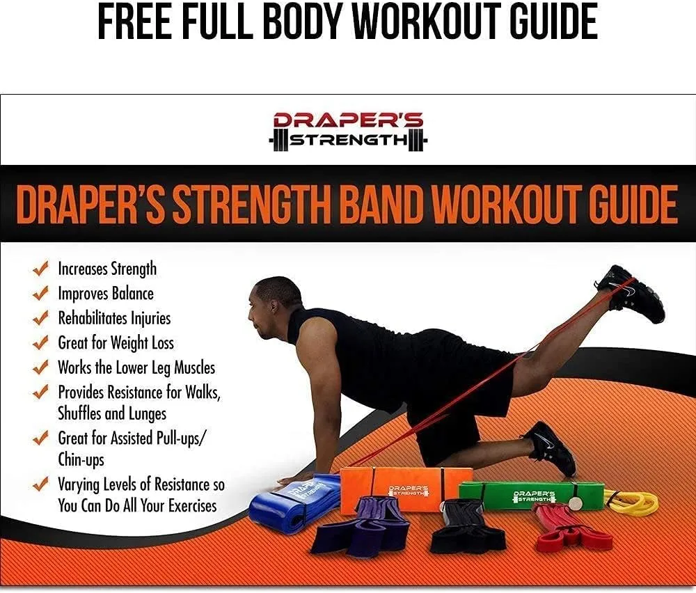 Draper's Strength Heavy Duty Resistance Stretch Loop Bands for Powerlifting Workout Exercise and Assisted Pull Ups