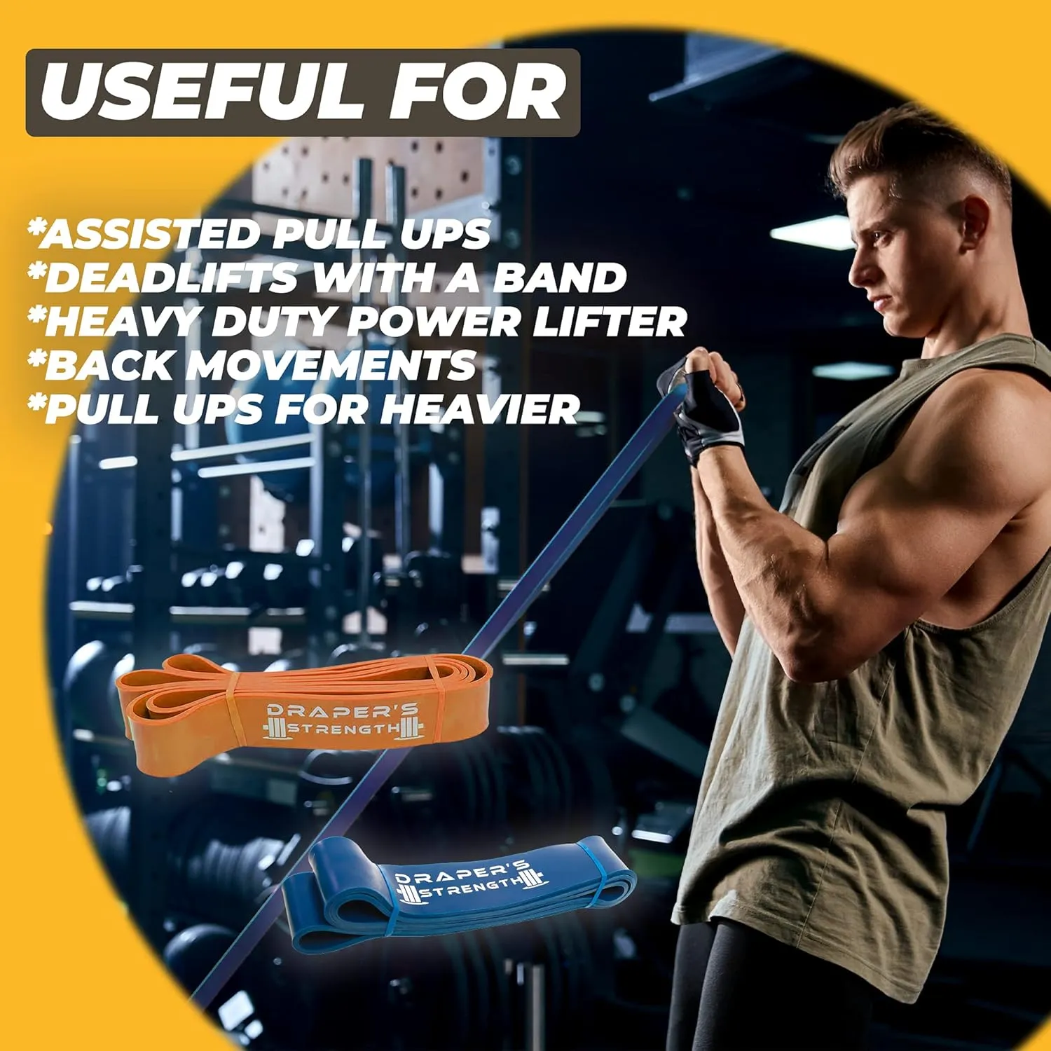 Draper's Strength Heavy Duty Resistance Stretch Loop Bands for Powerlifting Workout Exercise and Assisted Pull Ups