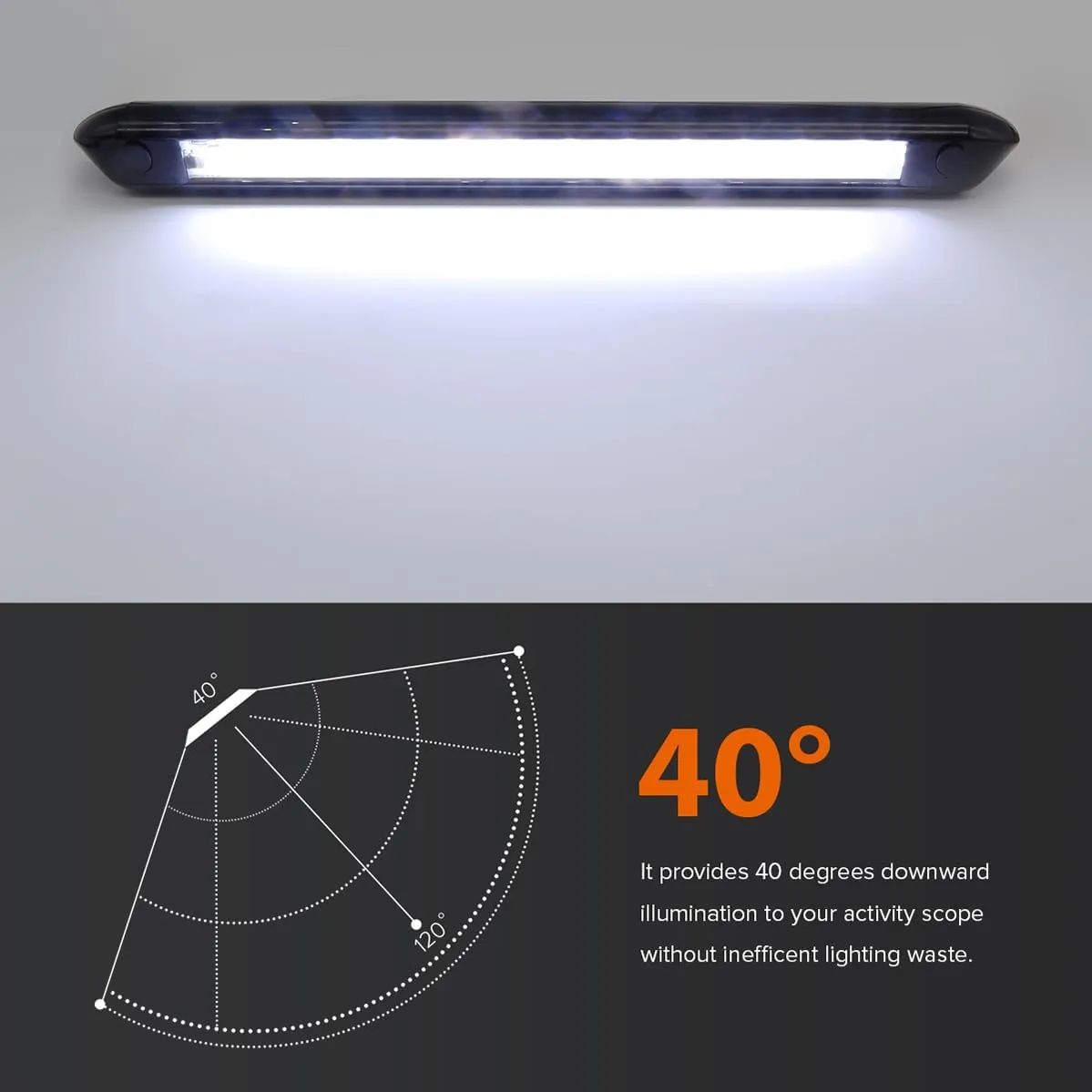 Dream lighting RV Awning Lights Camper Outside Porch Light Trailer Exterior LED Flood Light Bar 800 Lumen White Lighting 22inch 12v, No Switch