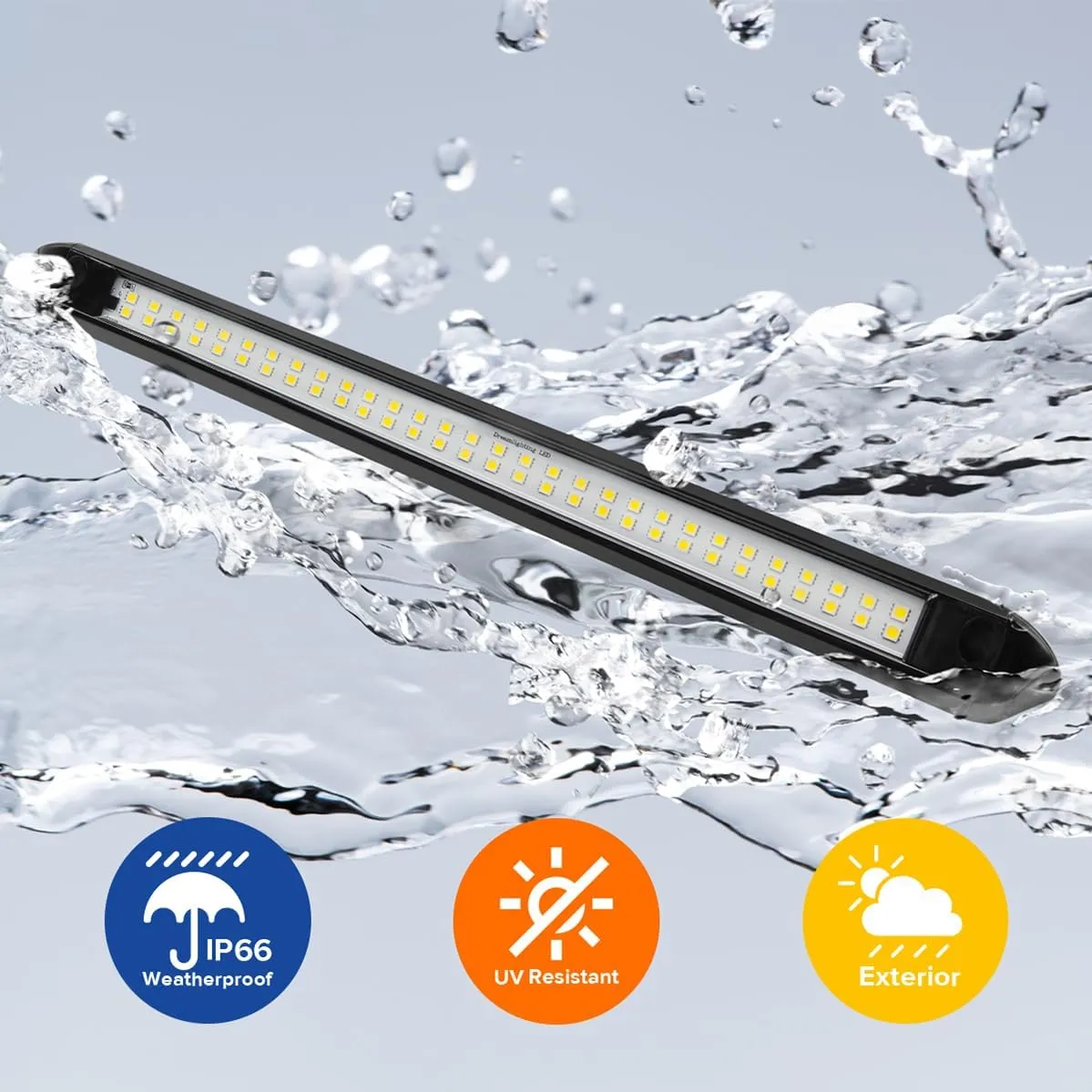 Dream lighting RV Awning Lights Camper Outside Porch Light Trailer Exterior LED Flood Light Bar 800 Lumen White Lighting 22inch 12v, No Switch