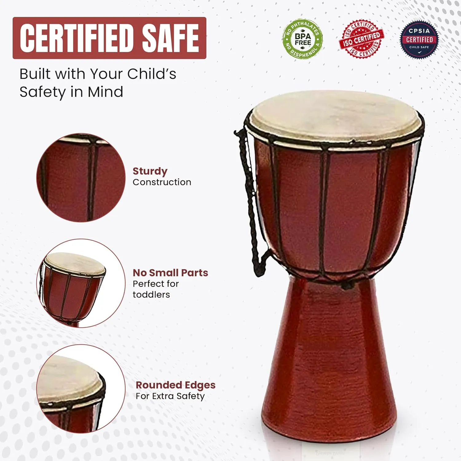 Drums Djembe Drum Djembe jembe is a Rope- goat skin Covered Goblet Drum Played by Hands West Africa style (4x8) Designed in the USA