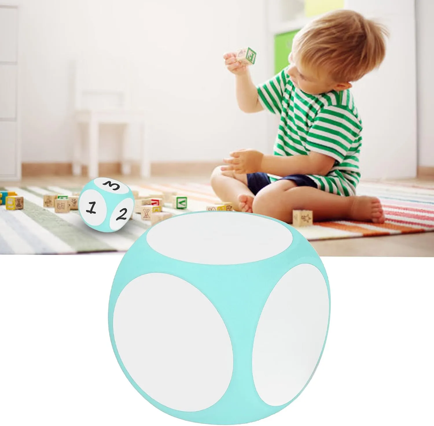Dry Erase Dice, Portable Cubic White Board Dice Dry Erase Blocks, Cleanable Write On Dice Wipe Off Write Letters Numbers, Teaching Aid Tool for Learning Playing Game (Green)