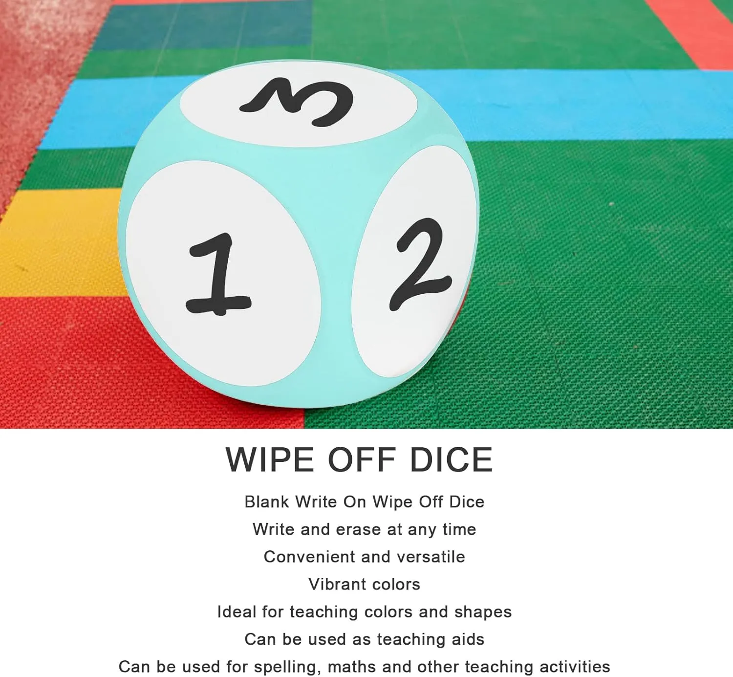 Dry Erase Dice, Portable Cubic White Board Dice Dry Erase Blocks, Cleanable Write On Dice Wipe Off Write Letters Numbers, Teaching Aid Tool for Learning Playing Game (Green)