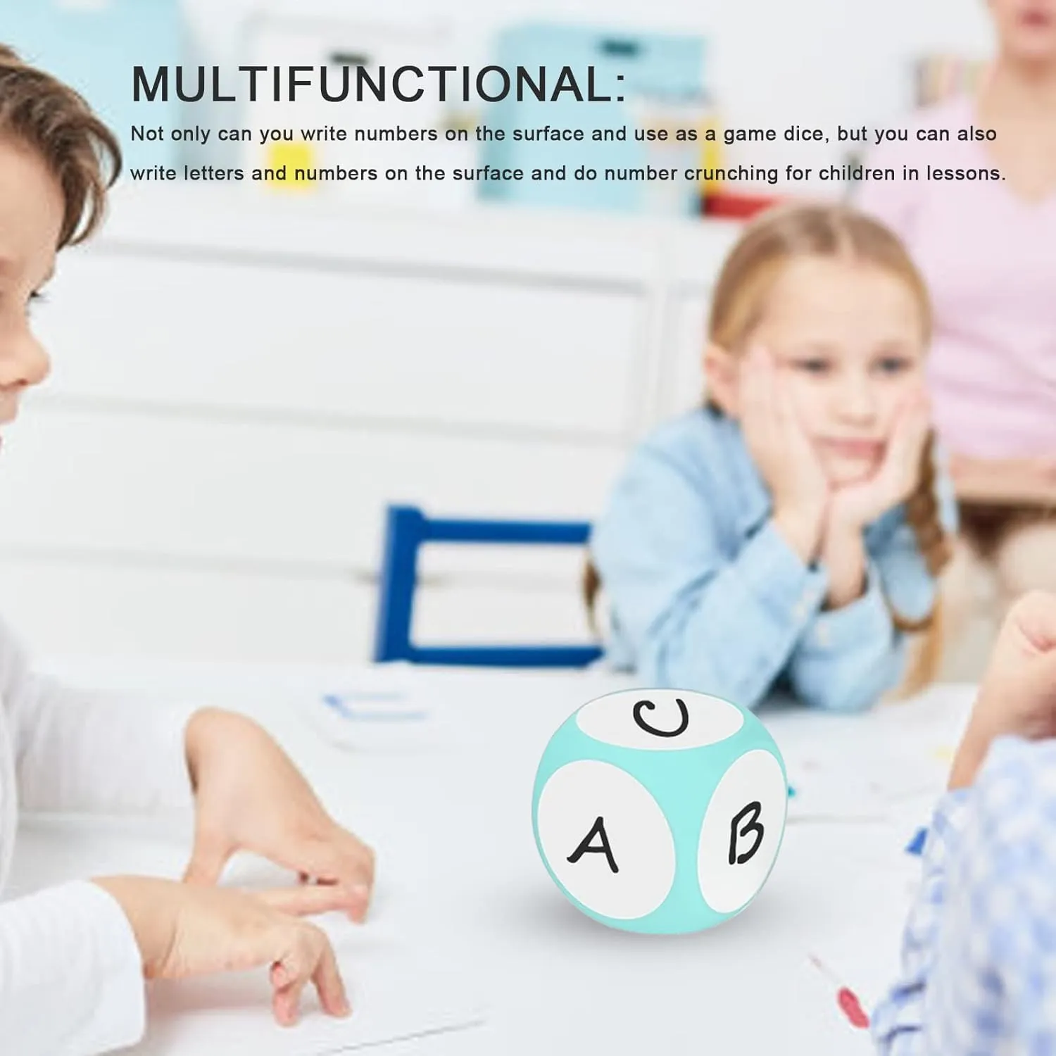 Dry Erase Dice, Portable Cubic White Board Dice Dry Erase Blocks, Cleanable Write On Dice Wipe Off Write Letters Numbers, Teaching Aid Tool for Learning Playing Game (Green)
