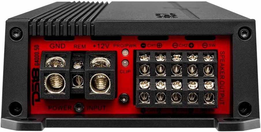 DS18 G4000.5D GEN-X Full-Range Class D 5-Channel Amplifier 4000 Watts Max Power 2/4 Ohm Stable, Bridgeable, High/Low Pass Filter - BASS Knob Included - Compact Amp for Speakers in Car Audio System