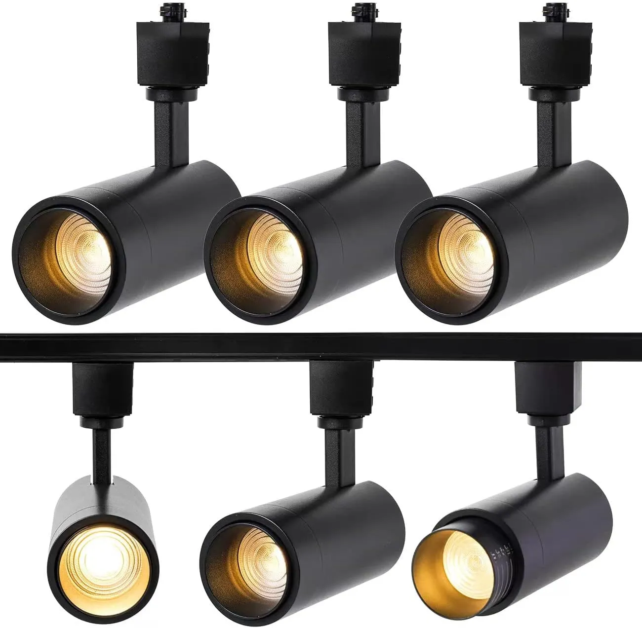EAGLOD 15W LED H Track Lighting Heads,ZoomableLED Track Lights Fixtures for Accent Retail Artwork, Linear Track Light H Type -4000K Daylight 110V Beam Angle 15 to 60 Degrees Halo Type 6 Pack (Black)