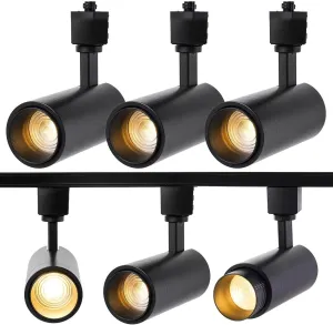 EAGLOD 15W LED H Track Lighting Heads,ZoomableLED Track Lights Fixtures for Accent Retail Artwork, Linear Track Light H Type -4000K Daylight 110V Beam Angle 15 to 60 Degrees Halo Type 6 Pack (Black)